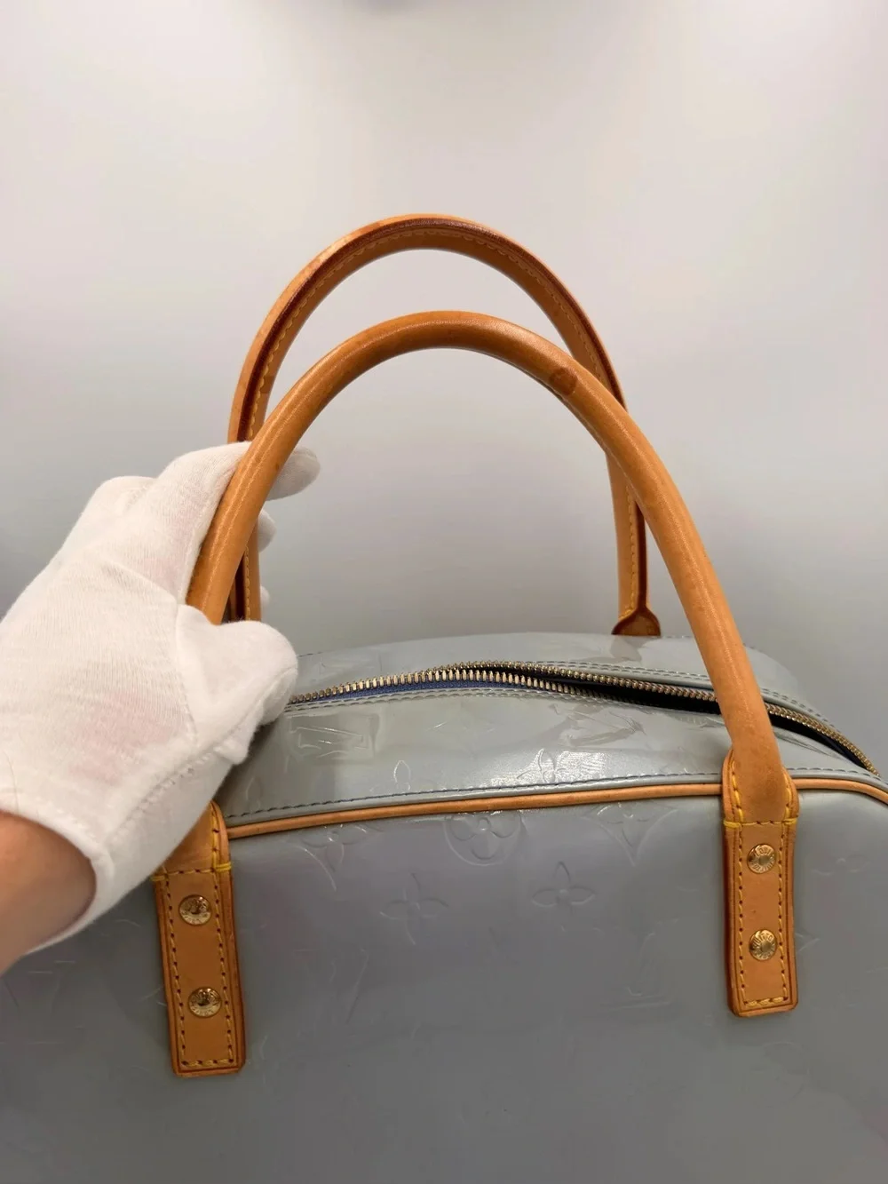 LV Tompkins Square — Vernis Leather Blue